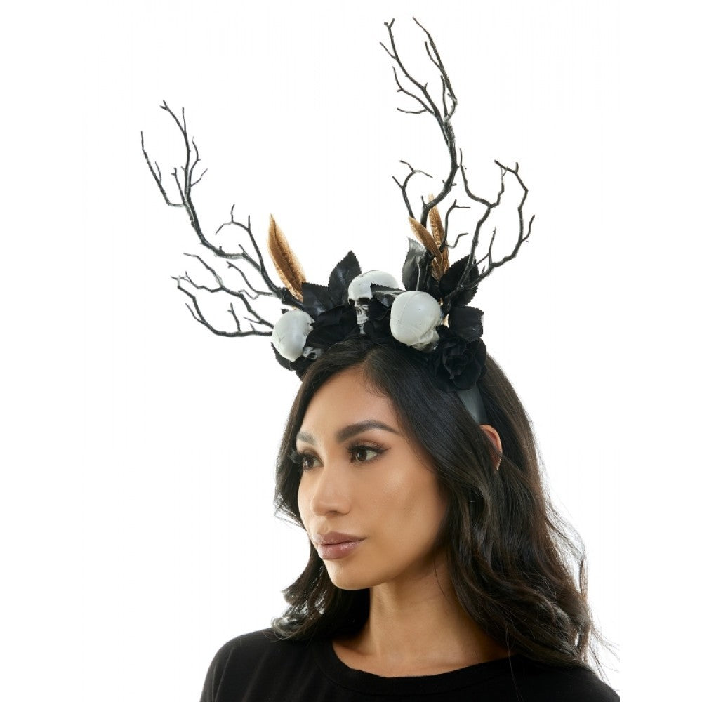 Goth Headband with Skulls and branches