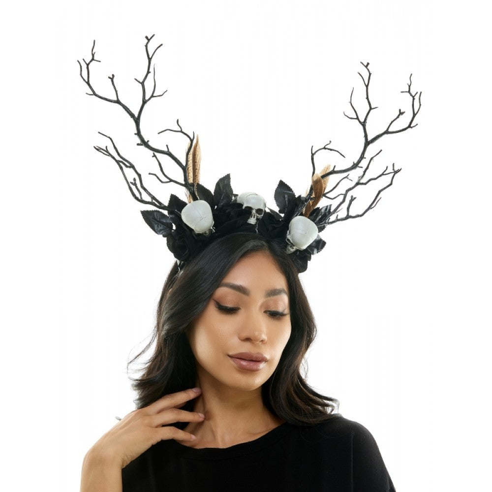 Goth Headband with Skulls and branches